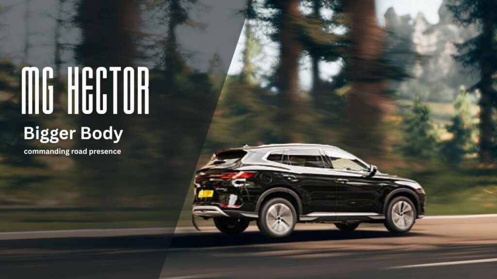 Kia Seltos vs MG Hector exterior and dimensions comparison showcasing sporty compact SUV design versus larger spacious SUV body