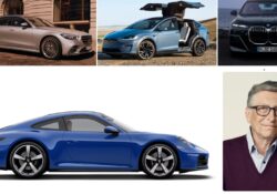 Bill Gates car collection 2025 featuring Porsche, Tesla, Ferrari, BMW, and Mercedes-Benz